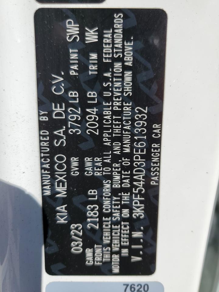 2023 Kia Forte Gt Line VIN: 3KPF54AD3PE613932 Lot: 81182275