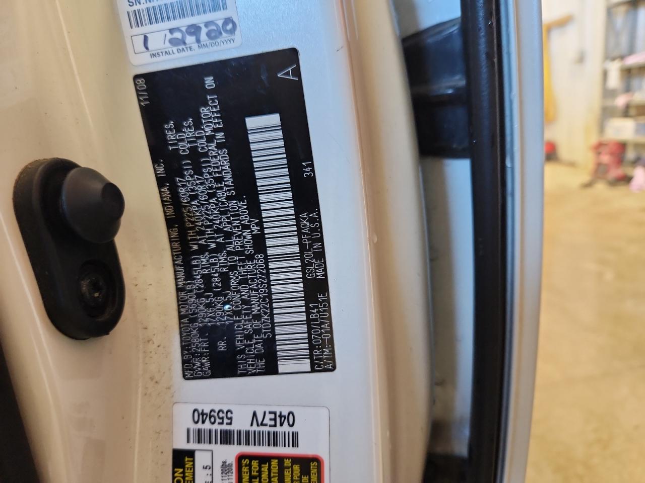 2009 Toyota Sienna Xle VIN: 5TDZK22C19S272068 Lot: 84283095