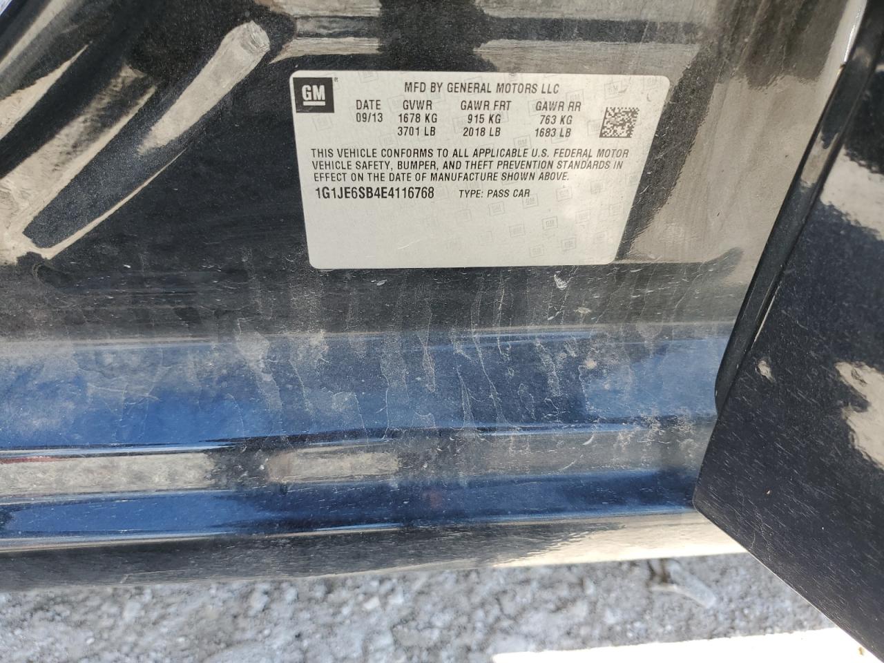 2014 Chevrolet Sonic Ltz VIN: 1G1JE6SB4E4116768 Lot: 84260955