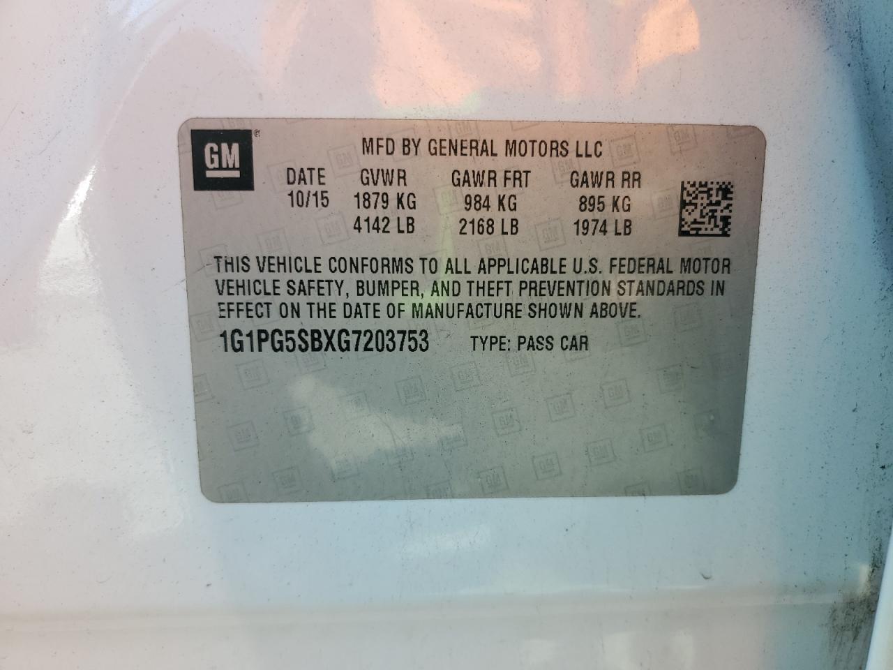 2016 Chevrolet Cruze Limited Ltz VIN: 1G1PG5SBXG7203753 Lot: 81341435