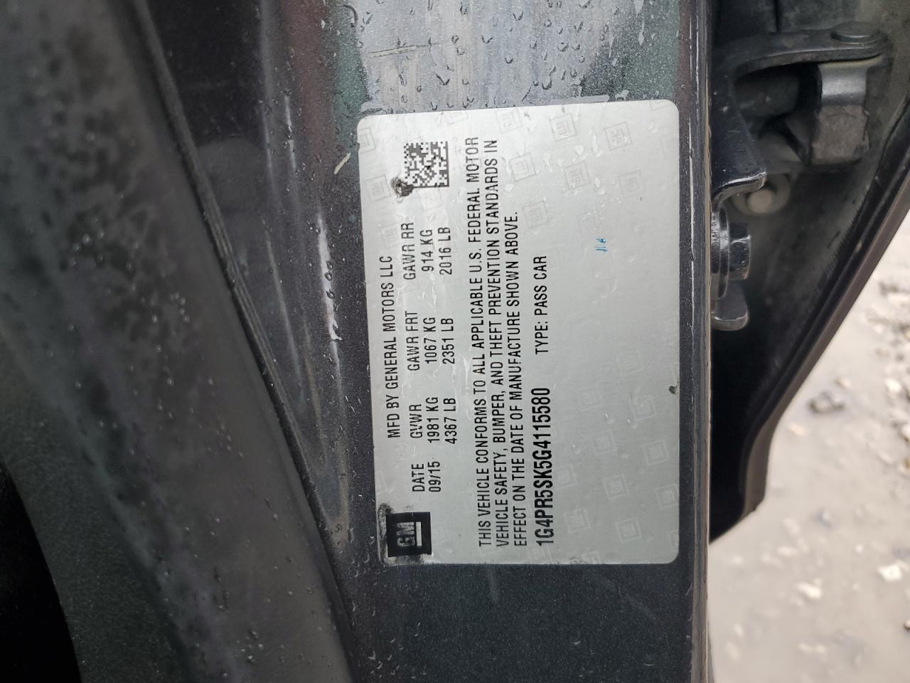 2016 Buick Verano Convenience VIN: 1G4PR5SK5G4115580 Lot: 83864695