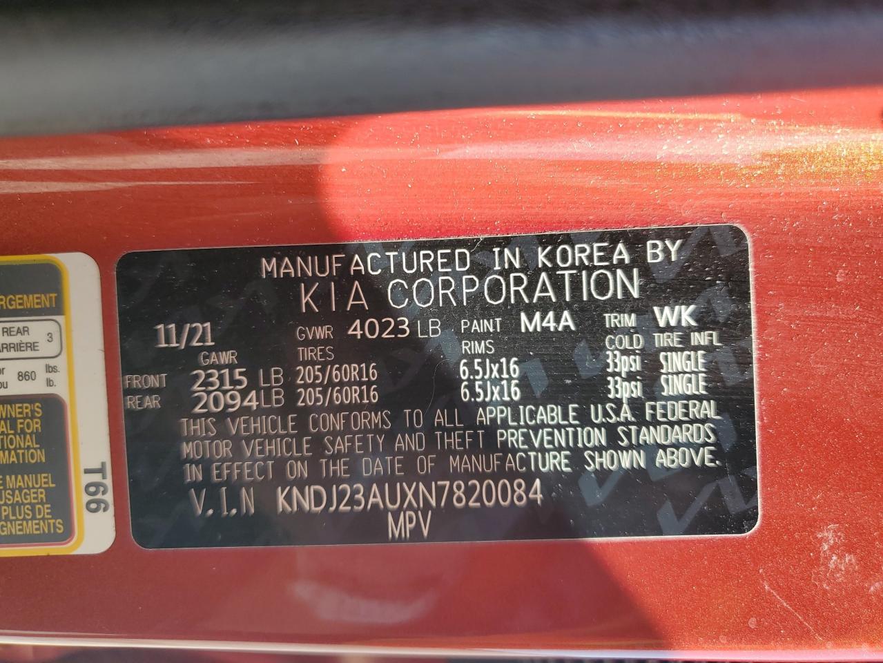 2022 Kia Soul Lx VIN: KNDJ23AUXN7820084 Lot: 71930495