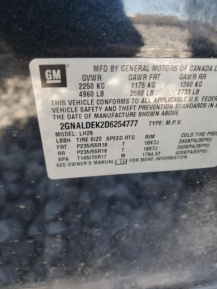 2013 Chevrolet Equinox Lt VIN: 2GNALDEK2D6254777 Lot: 71352255