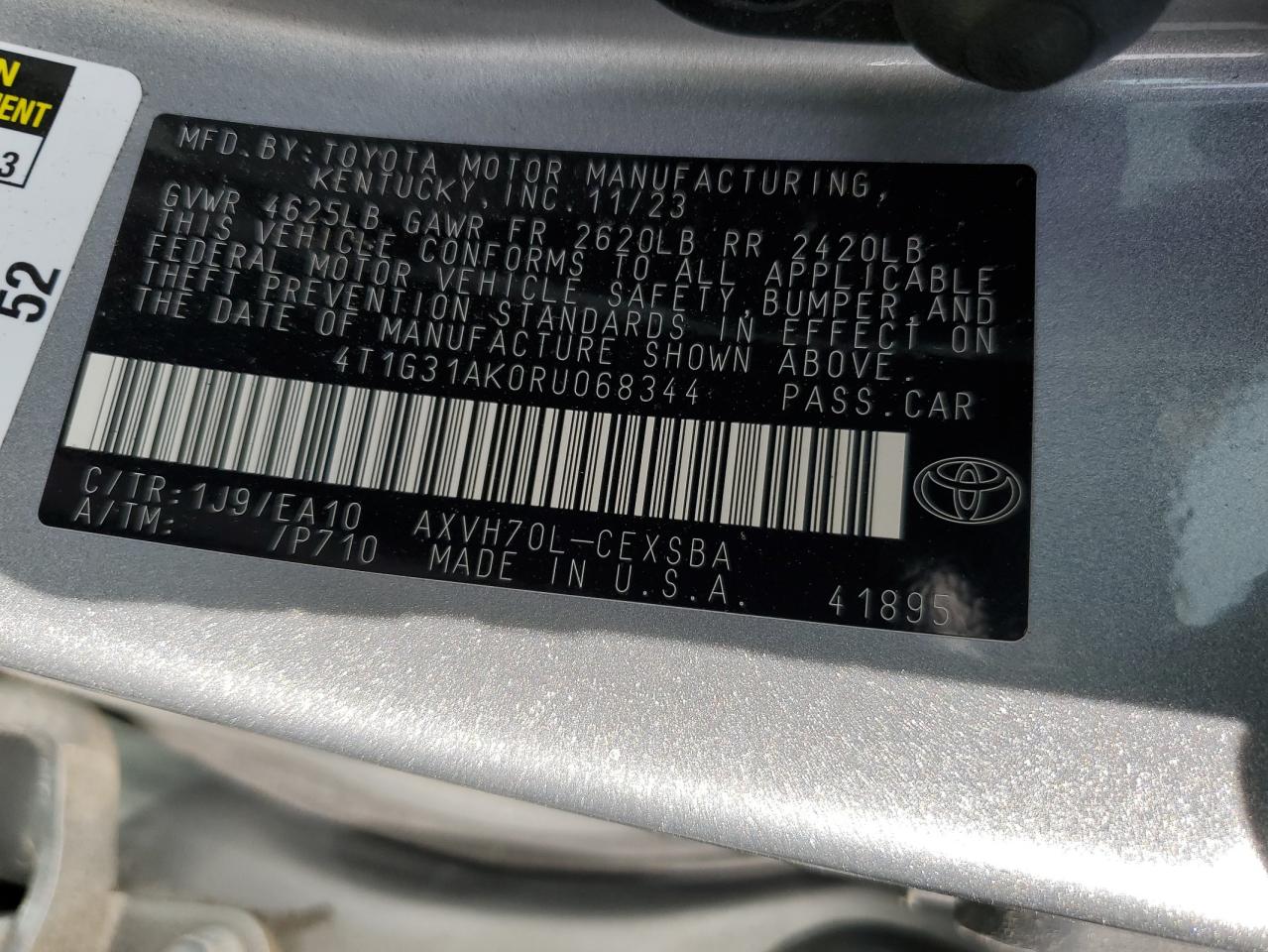 2024 Toyota Camry Se Night Shade VIN: 4T1G31AK0RU068344 Lot: 81946655