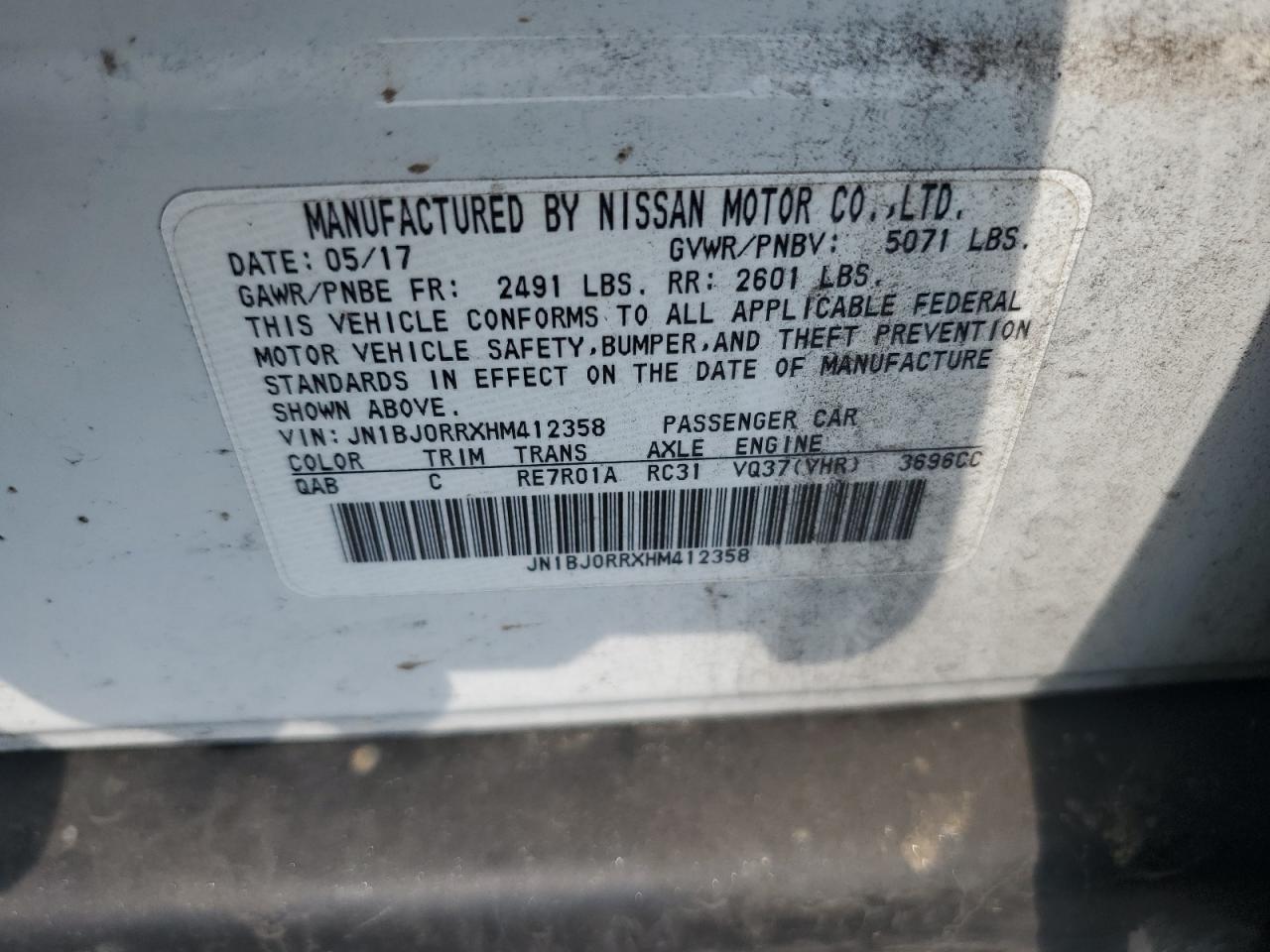 2017 Infiniti Qx50 VIN: JN1BJ0RRXHM412358 Lot: 80633775