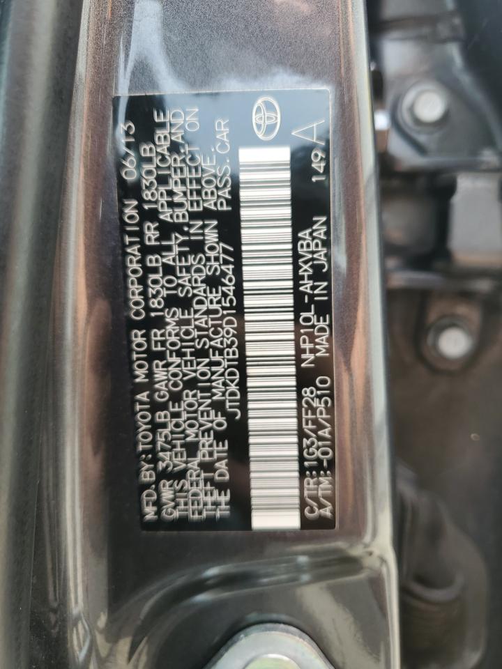 2013 Toyota Prius C VIN: JTDKDTB39D1546477 Lot: 84634325