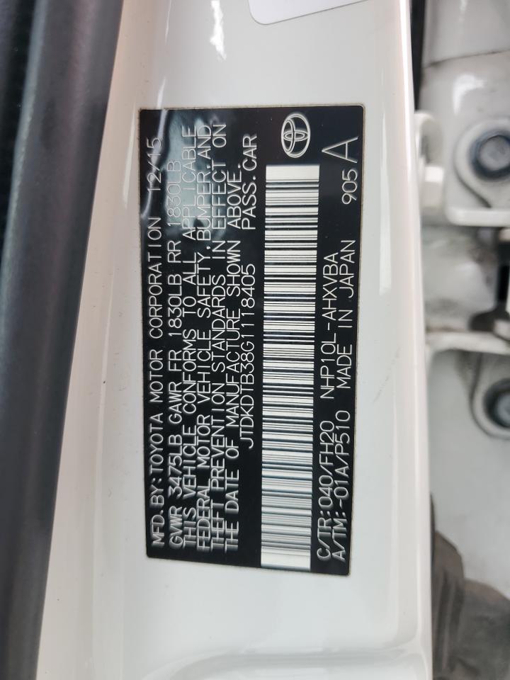 2016 Toyota Prius C VIN: JTDKDTB38G1118405 Lot: 81712055