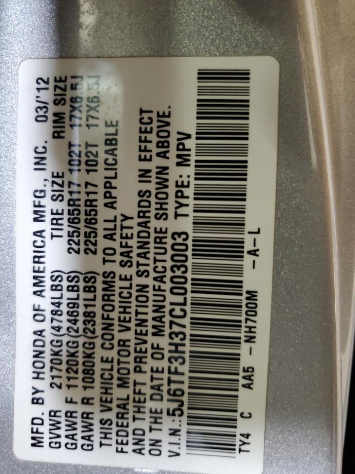 2012 Honda Crosstour Ex VIN: 5J6TF3H37CL003003 Lot: 71417605