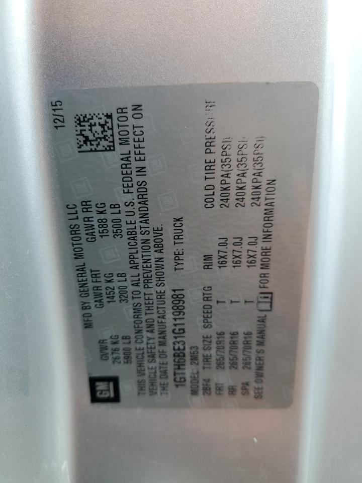 2016 GMC Canyon VIN: 1GTH6BE31G1198981 Lot: 81211865