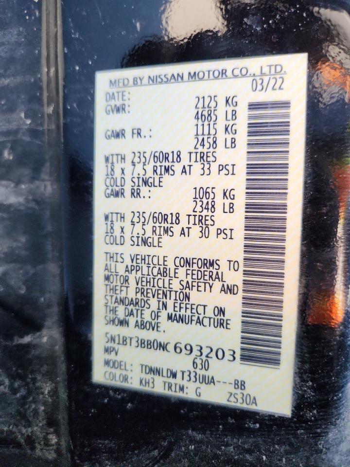2022 Nissan Rogue Sv VIN: 5N1BT3BB0NC693203 Lot: 70690265