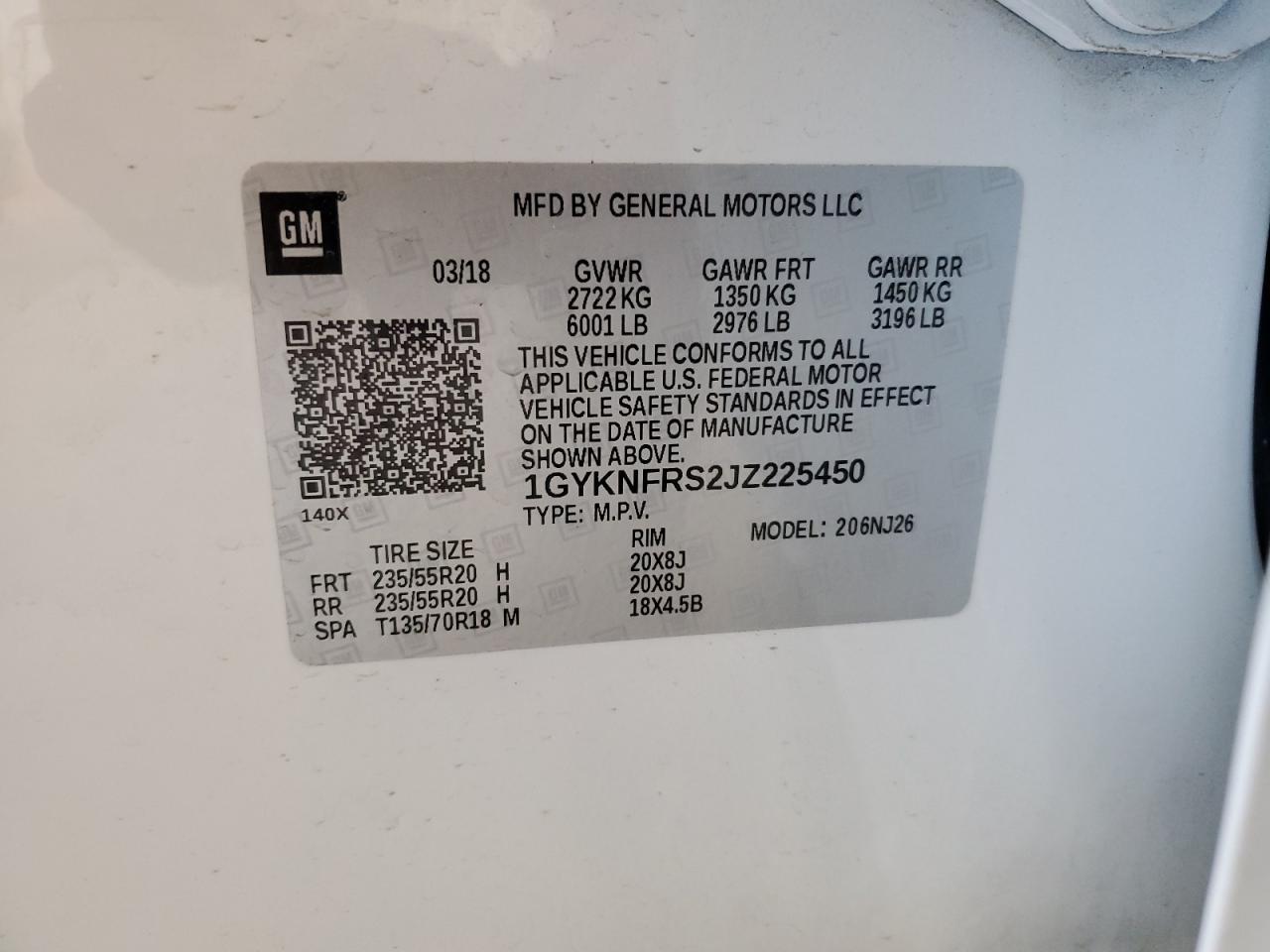 2018 Cadillac Xt5 Premium Luxury VIN: 1GYKNFRS2JZ225450 Lot: 81497445