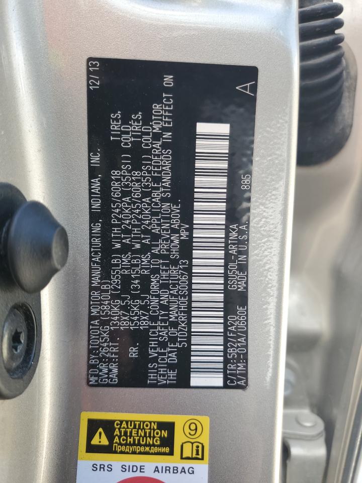 2014 Toyota Highlander Le VIN: 5TDZKRFH0ES006713 Lot: 81708435