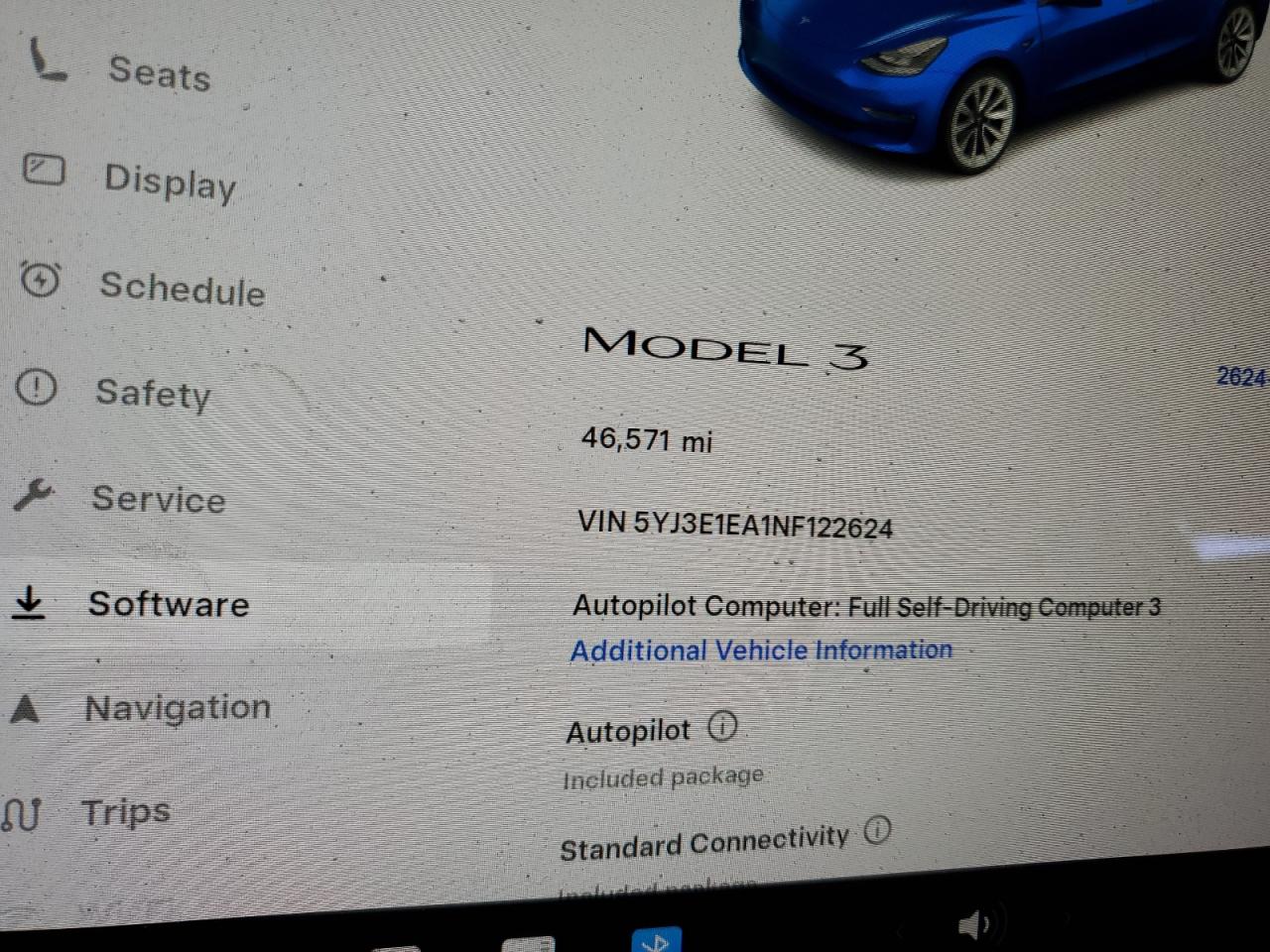 2022 Tesla Model 3 VIN: 5YJ3E1EA1NF122624 Lot: 84231455
