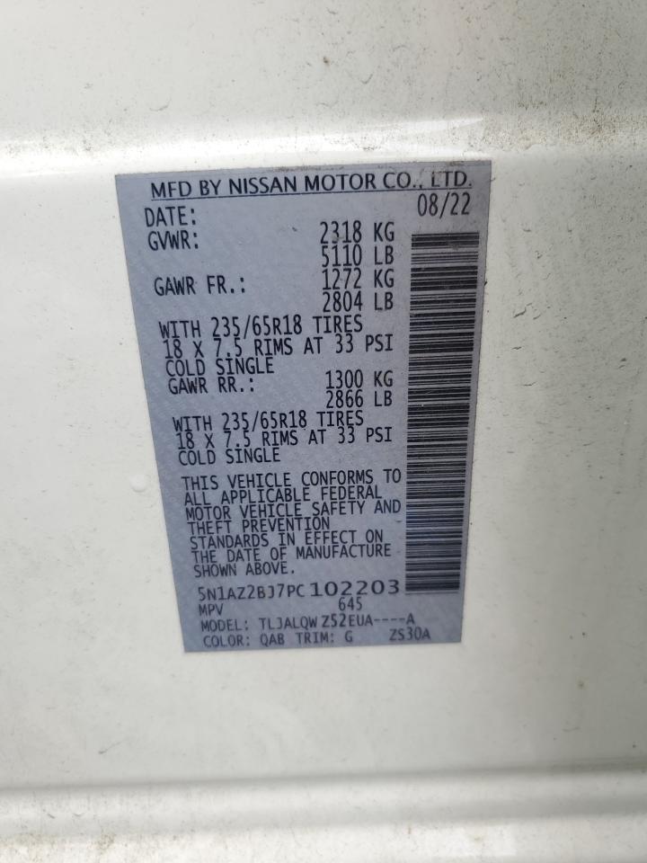 2023 Nissan Murano Sv VIN: 5N1AZ2BJ7PC102203 Lot: 84252965