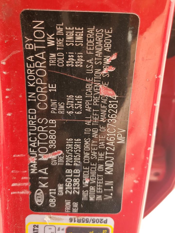 2012 Kia Soul + VIN: KNDJT2A61C7362814 Lot: 71196785