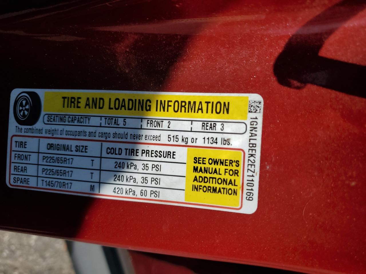 2014 Chevrolet Equinox Lt VIN: 1GNALBEK2EZ110169 Lot: 80394035