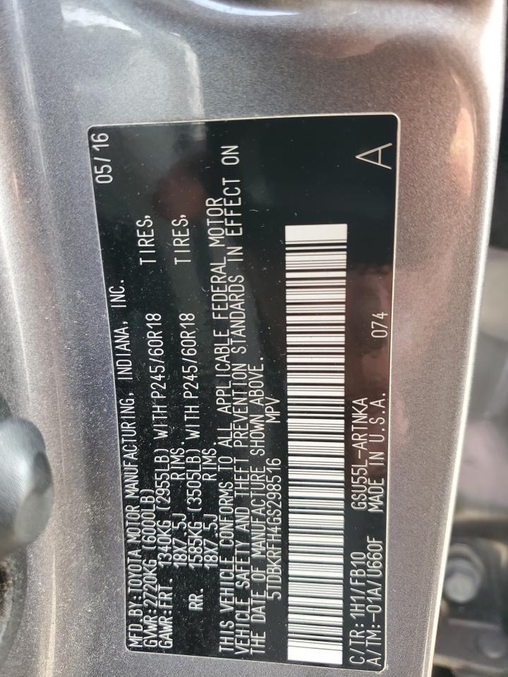 2016 Toyota Highlander Le VIN: 5TDBKRFH4GS298516 Lot: 81642605