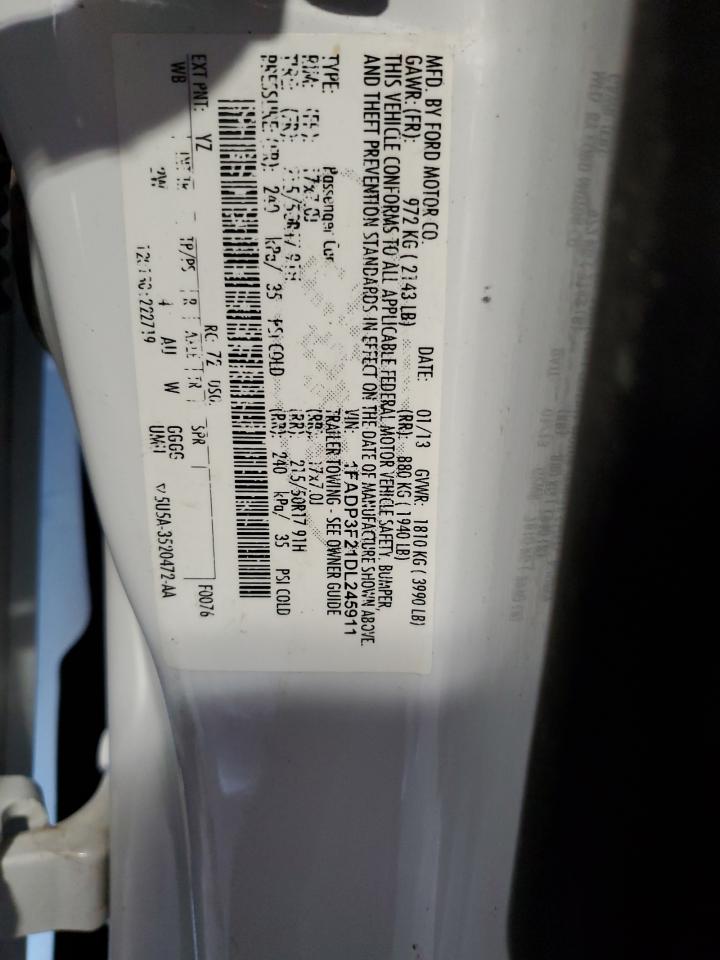 2013 Ford Focus Se VIN: 1FADP3F21DL245911 Lot: 81476565