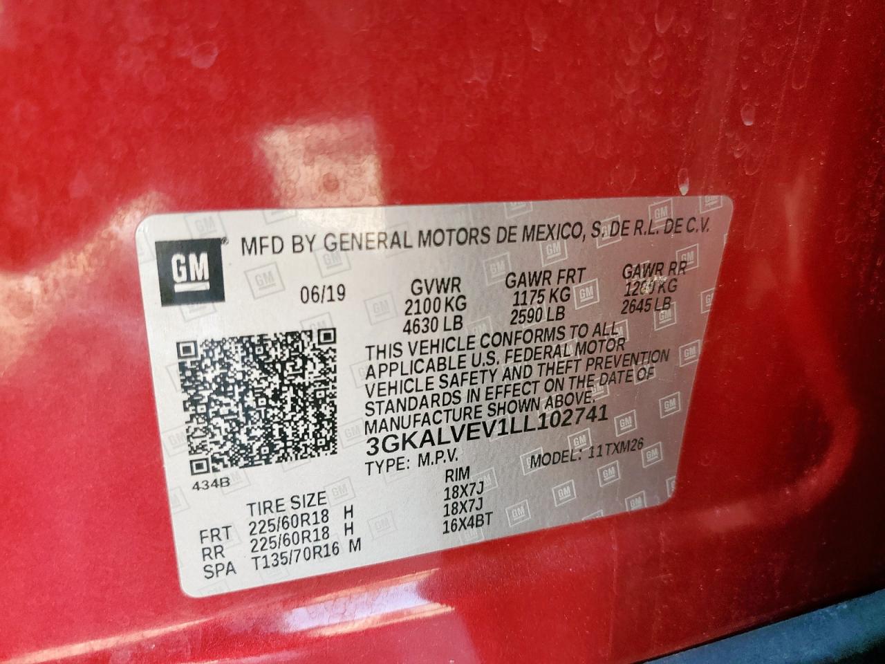 2020 GMC Terrain Slt VIN: 3GKALVEV1LL102741 Lot: 70744635