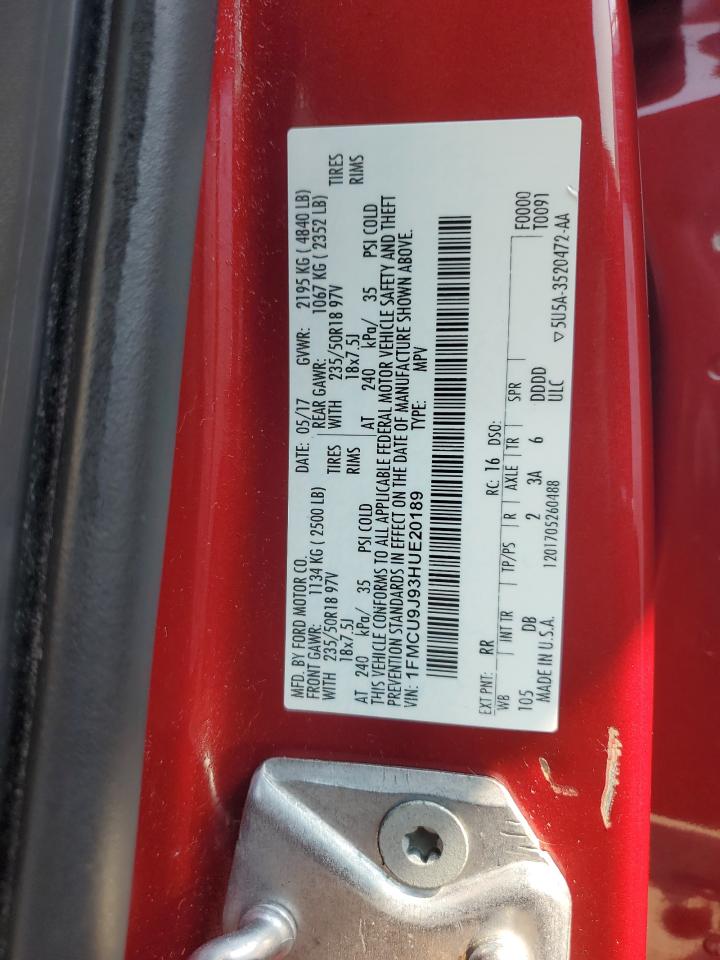 2017 Ford Escape Titanium VIN: 1FMCU9J93HUE20189 Lot: 81744095