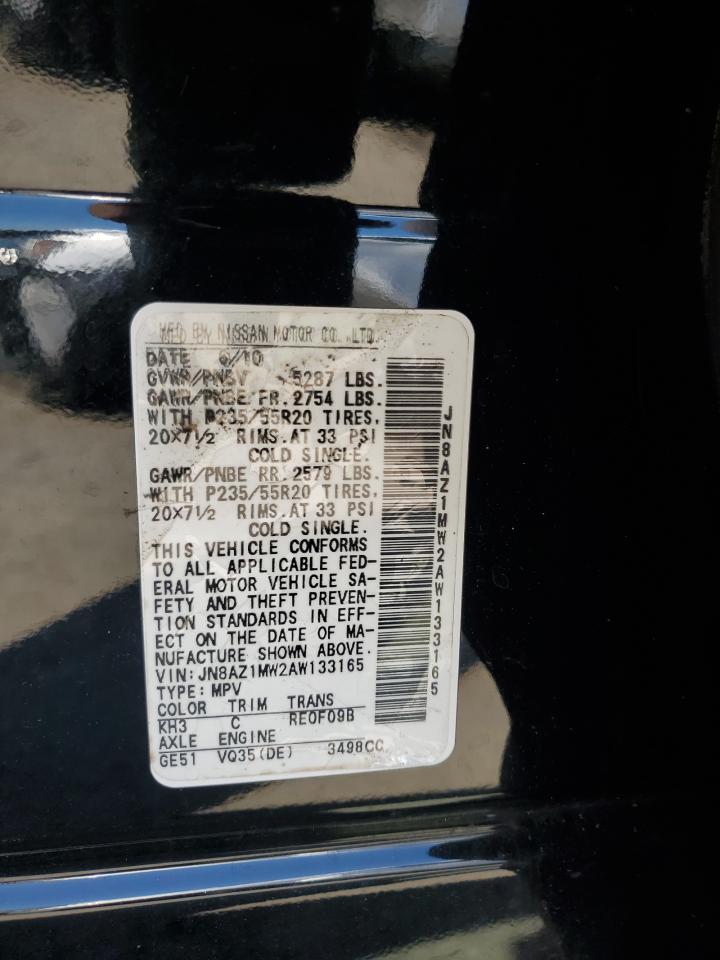 2010 Nissan Murano S VIN: JN8AZ1MW2AW133165 Lot: 80257815