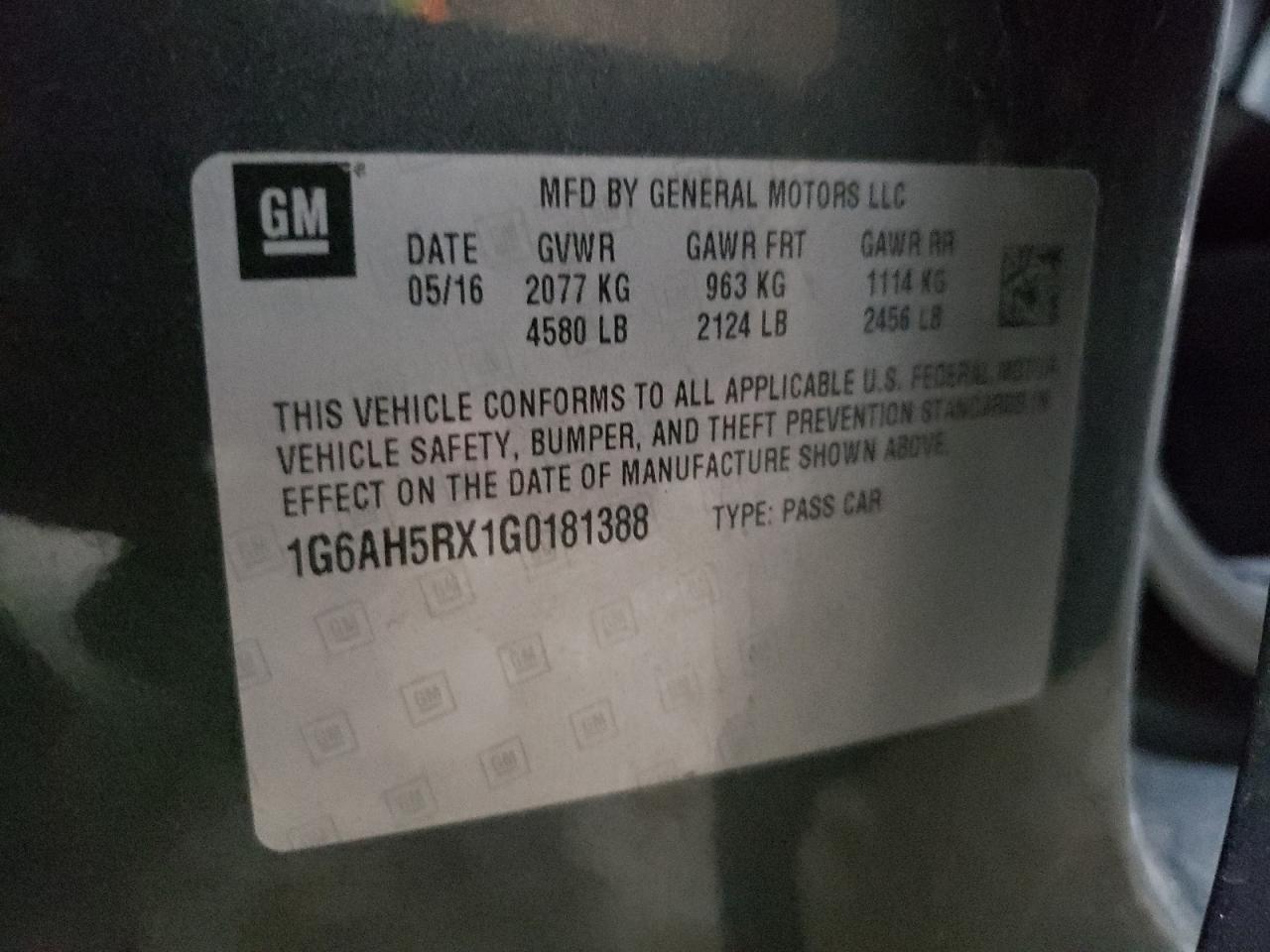 2016 Cadillac Ats Luxury VIN: 1G6AH5RX1G0181388 Lot: 81199555