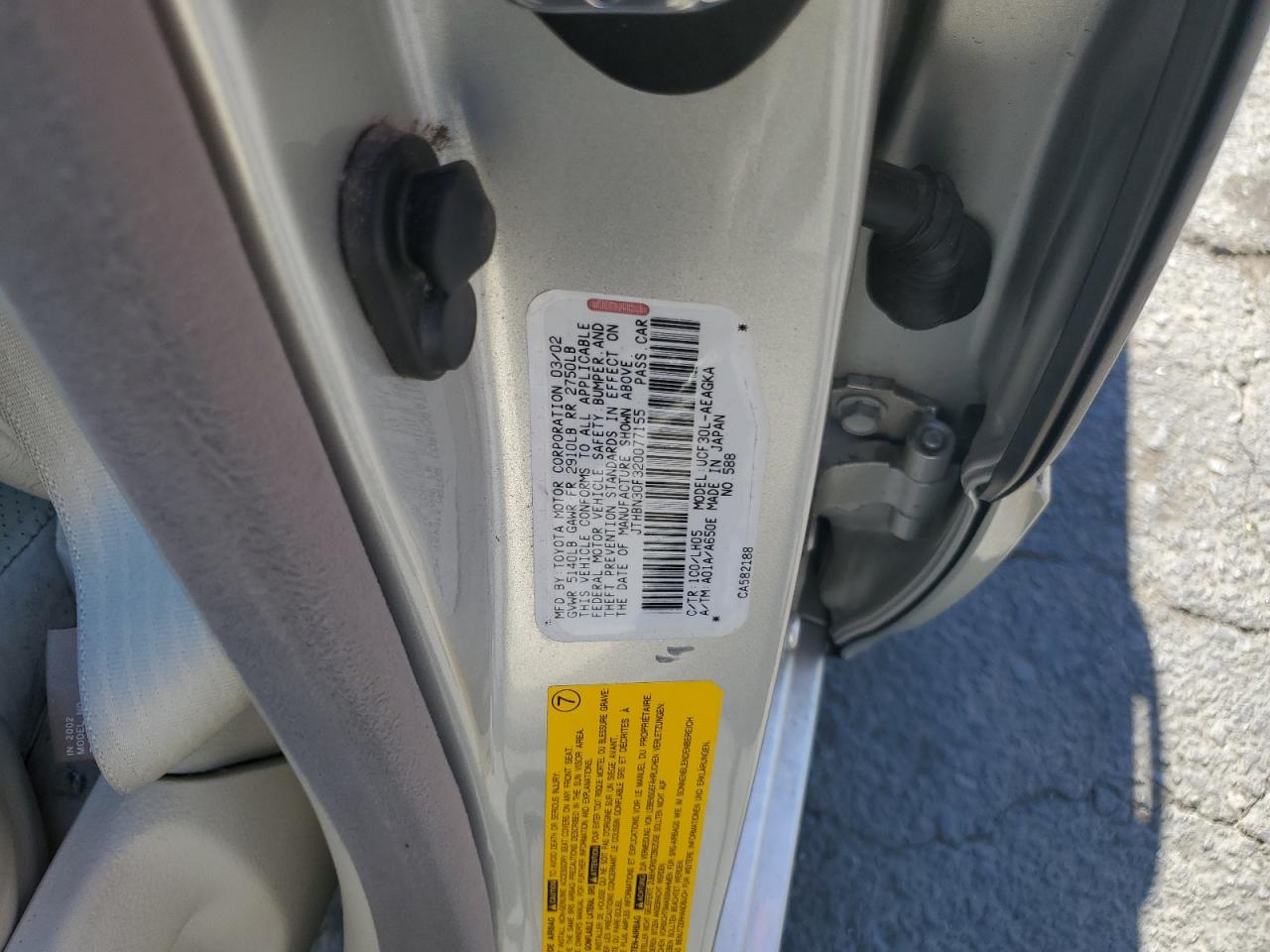 2002 Lexus Ls 430 VIN: JTHBN30F320077155 Lot: 81524865