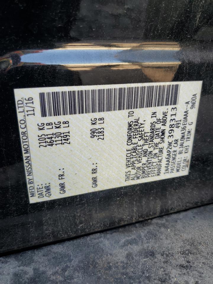 2017 Nissan Maxima 3.5S VIN: 1N4AA6AP2HC398313 Lot: 81006505