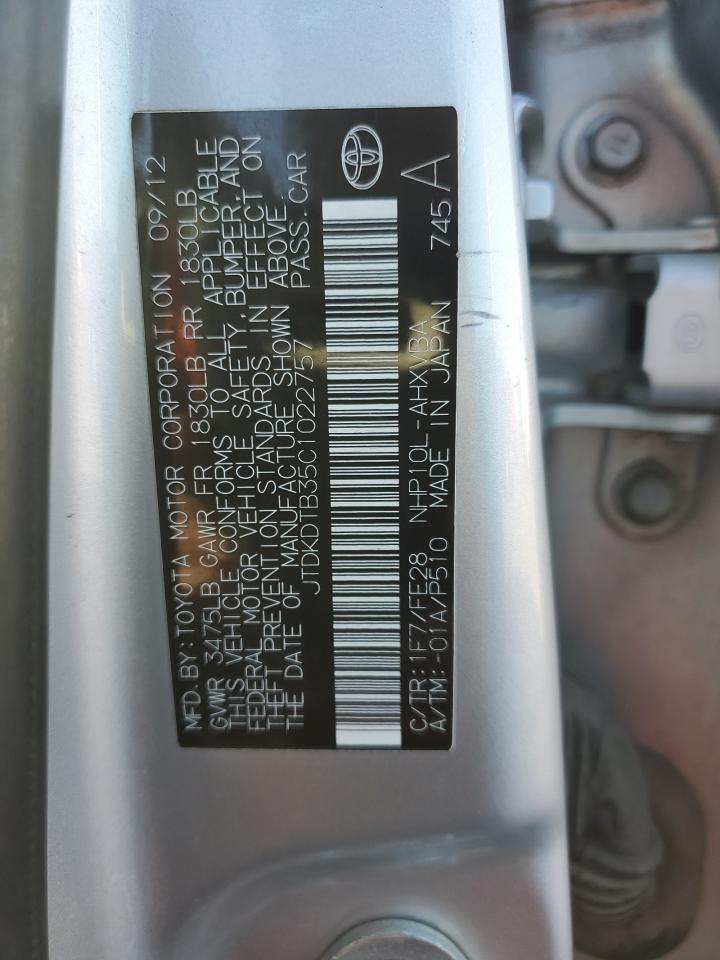 2012 Toyota Prius C VIN: JTDKDTB35C1022757 Lot: 81713895