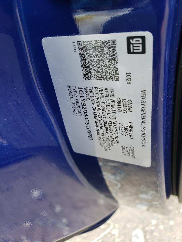 2025 Chevrolet Corvette Stingray 2Lt VIN: 1G1YB2D44S5103927 Lot: 81372915