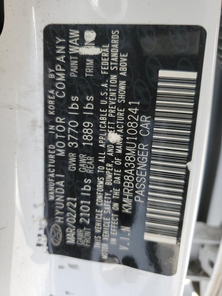 2021 Hyundai Venue Se VIN: KMHRB8A38MU108241 Lot: 80247435