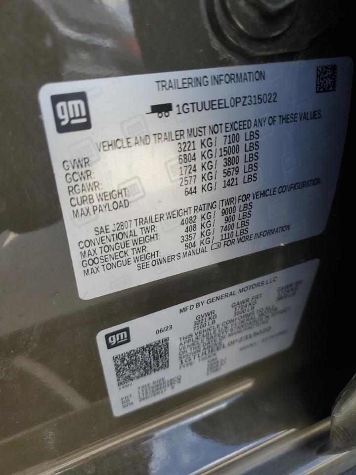 2023 GMC Sierra K1500 At4 VIN: 1GTUUEEL0PZ315022 Lot: 82069025