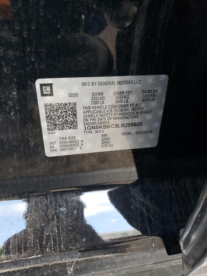 2020 Chevrolet Tahoe K1500 Lt VIN: 1GNSKBKC8LR259820 Lot: 80182775