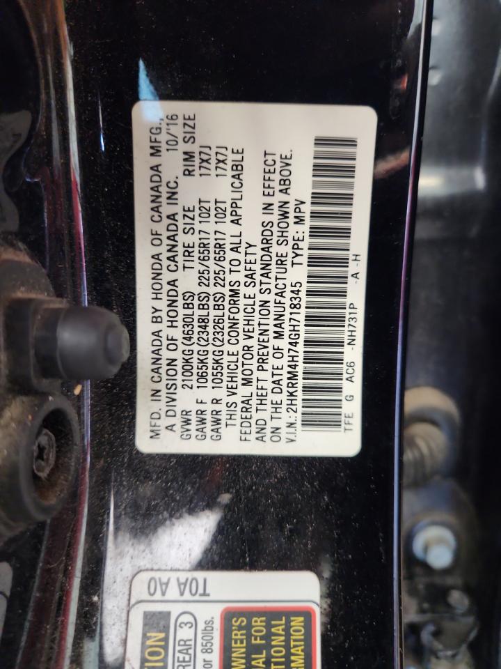 2016 Honda Cr-V Exl VIN: 2HKRM4H74GH718345 Lot: 80012115