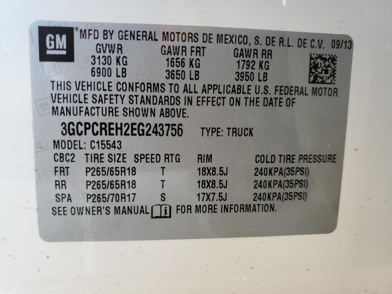 2014 Chevrolet Silverado C1500 Lt VIN: 3GCPCREH2EG243756 Lot: 81327035