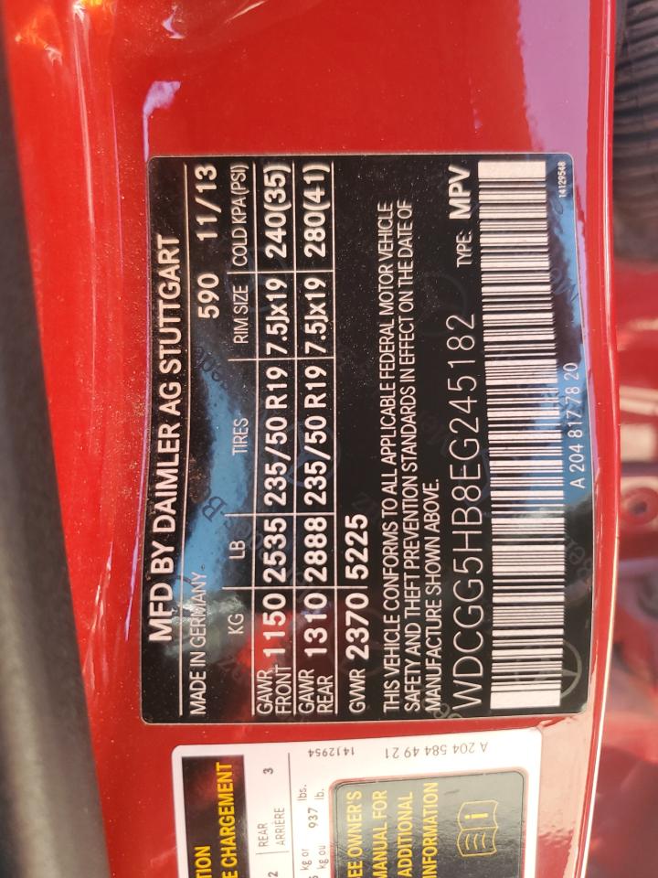 2014 Mercedes-Benz Glk 350 VIN: WDCGG5HB8EG245182 Lot: 80423005