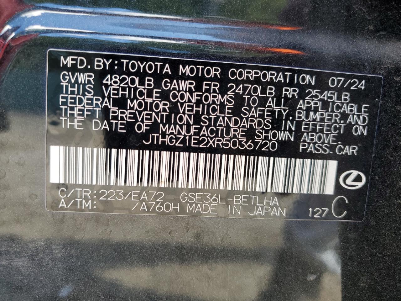 2024 Lexus Is 350 F Sport VIN: JTHGZ1E2XR5036720 Lot: 81475795