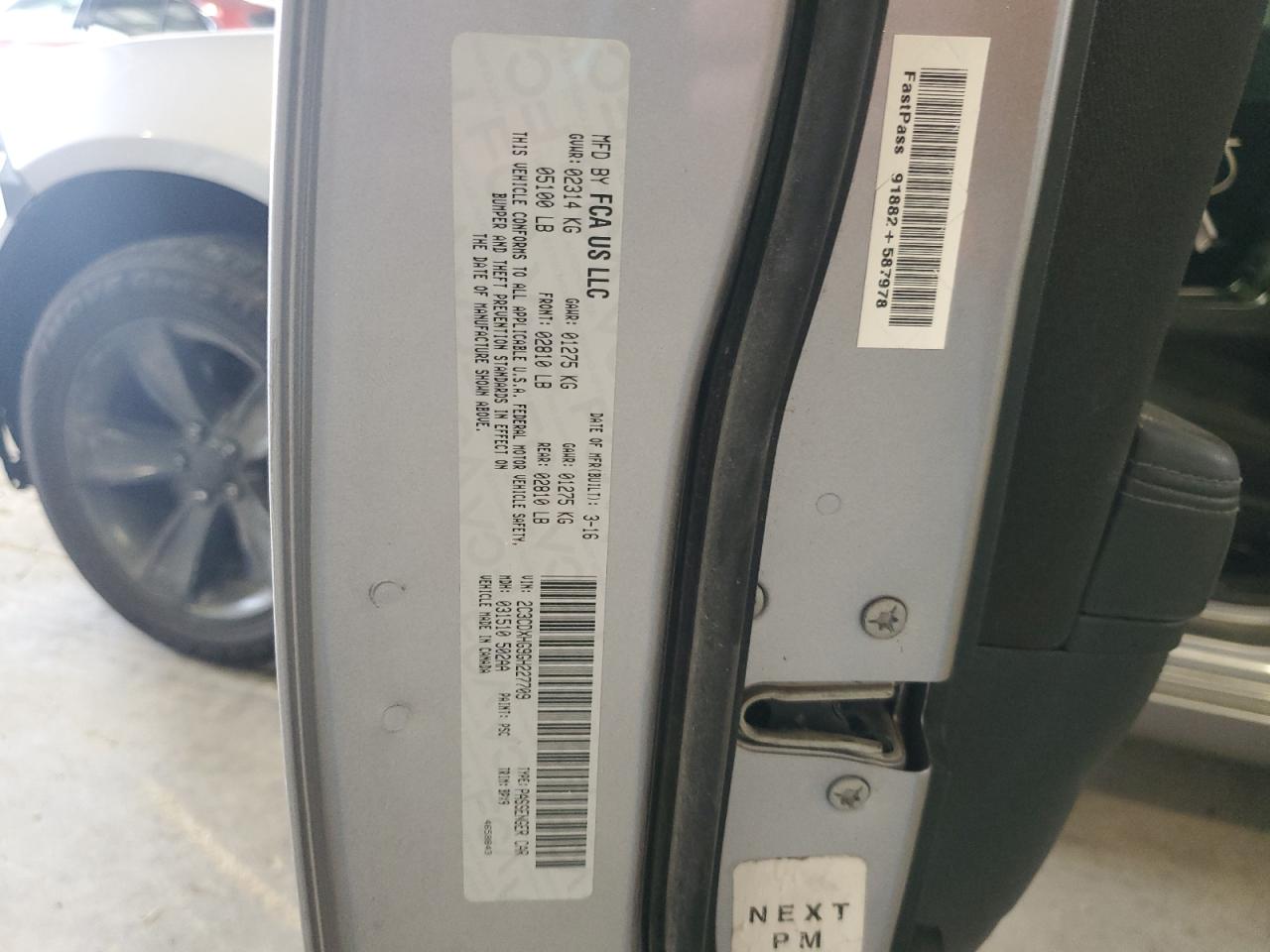 2016 Dodge Charger Sxt VIN: 2C3CDXHG9GH227709 Lot: 71367435