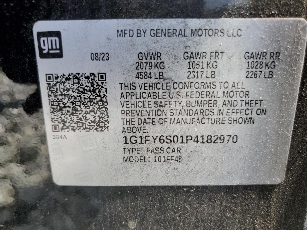 2023 Chevrolet Bolt Euv Lt VIN: 1G1FY6S01P4182970 Lot: 80618515