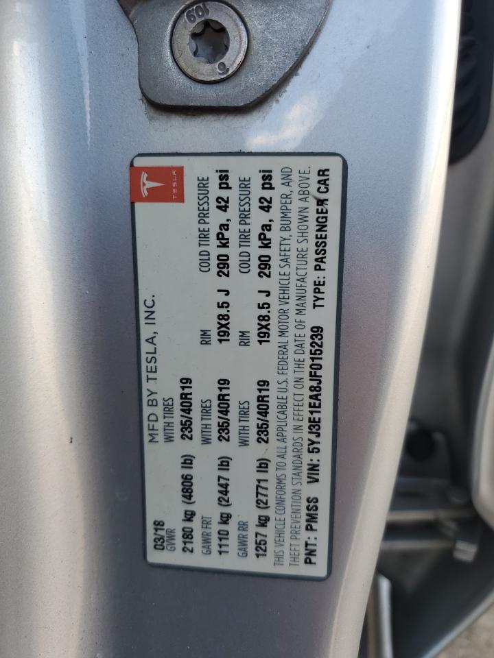 2018 Tesla Model 3 VIN: 5YJ3E1EA8JF015239 Lot: 84257515