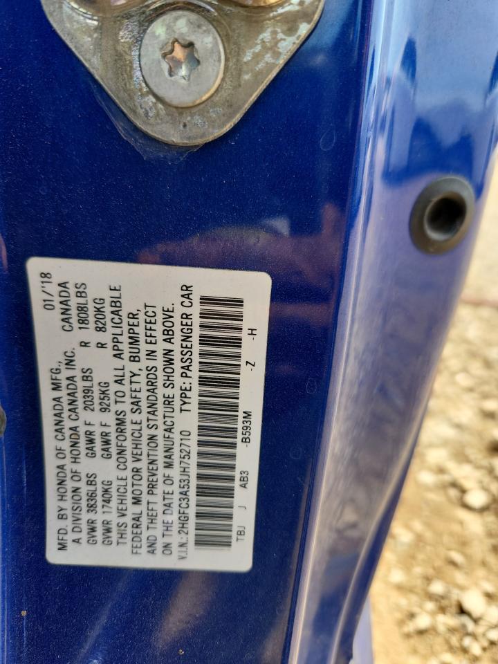 2018 Honda Civic Si VIN: 2HGFC3A53JH752710 Lot: 81554525