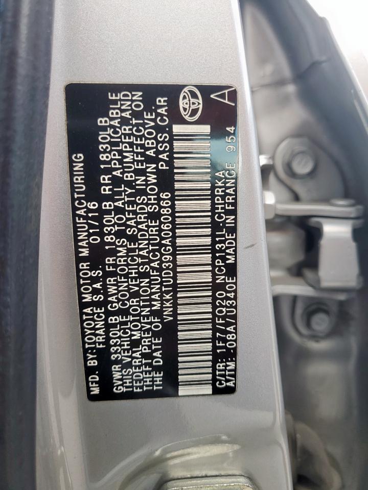 2016 Toyota Yaris L VIN: VNKKTUD39GA060866 Lot: 81720285