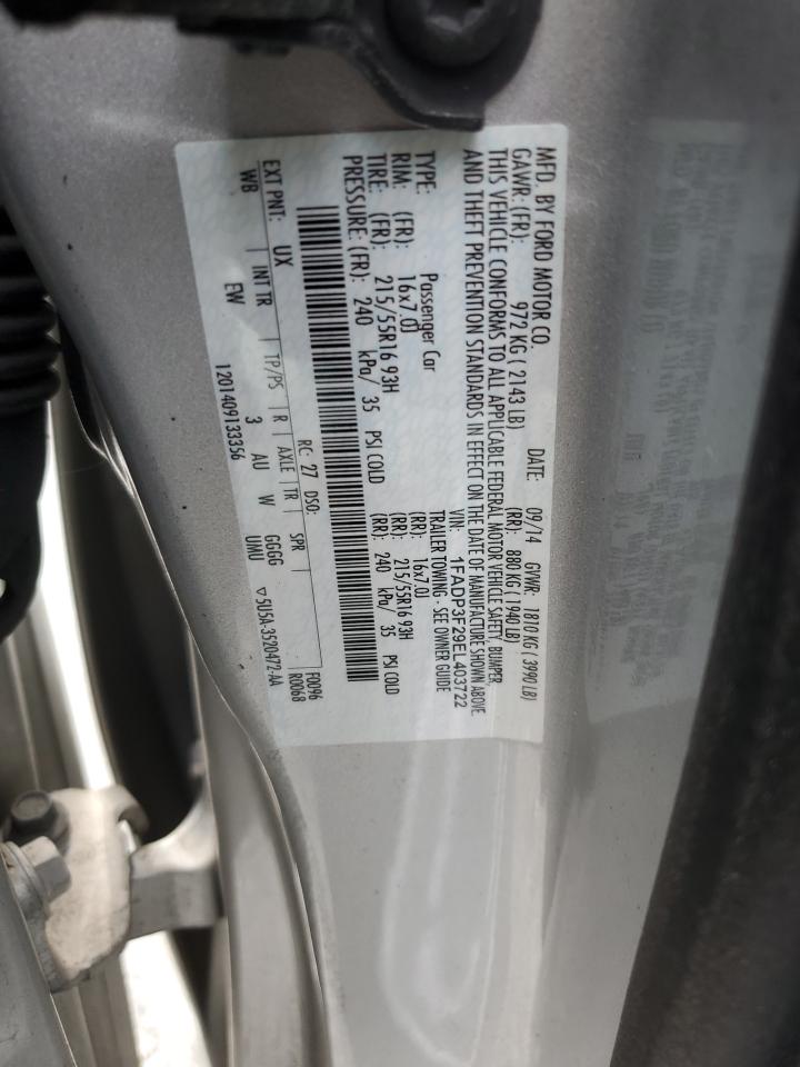 2014 Ford Focus Se VIN: 1FADP3F29EL403722 Lot: 81813445