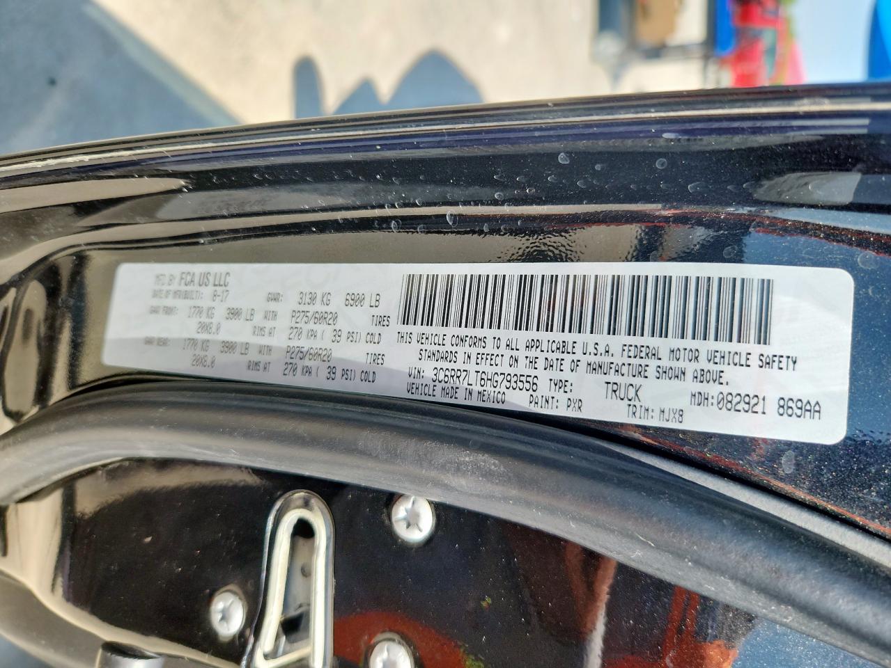 2017 Ram 1500 Slt VIN: 3C6RR7LT6HG793556 Lot: 71086575