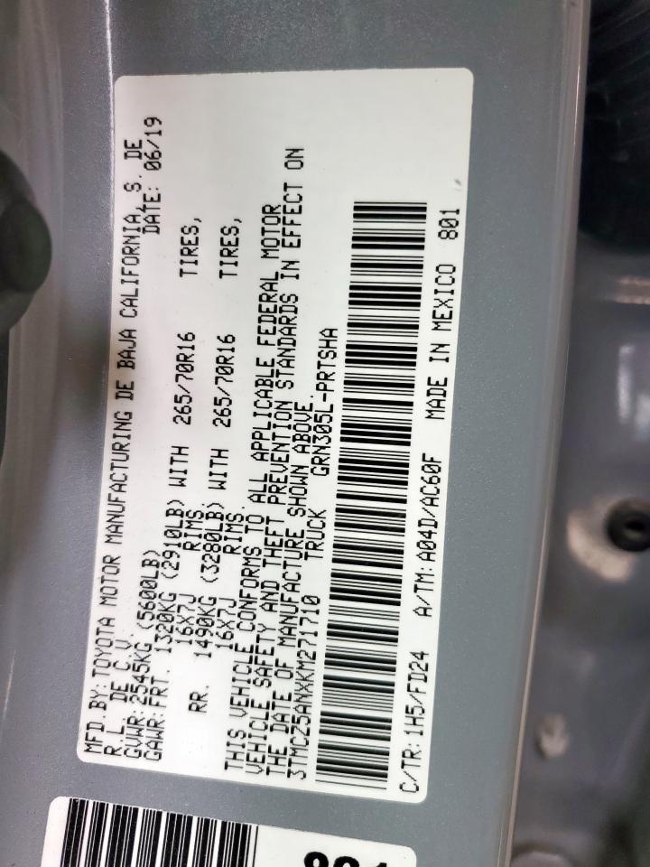 2019 Toyota Tacoma Double Cab VIN: 3TMCZ5ANXKM271710 Lot: 80954785