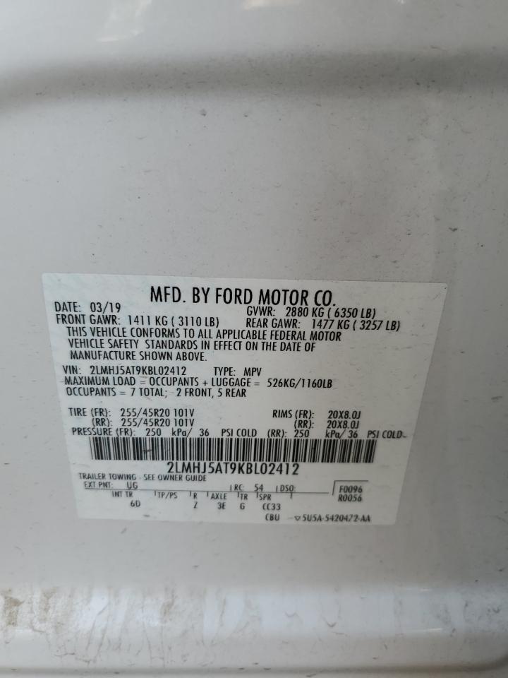 2019 Lincoln Mkt VIN: 2LMHJ5AT9KBL02412 Lot: 81483305