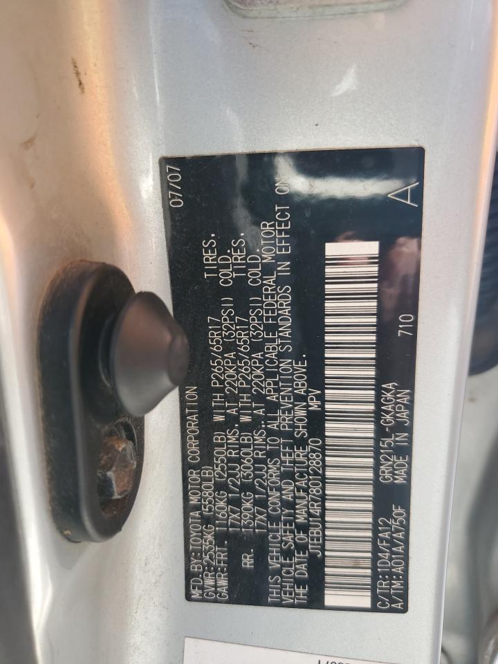 2008 Toyota 4Runner Sr5 VIN: JTEBU14R780128870 Lot: 81677895