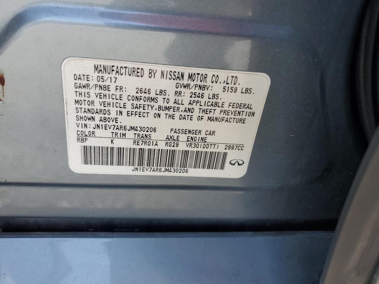 2018 Infiniti Q50 Luxe VIN: JN1EV7AR6JM430206 Lot: 80885385