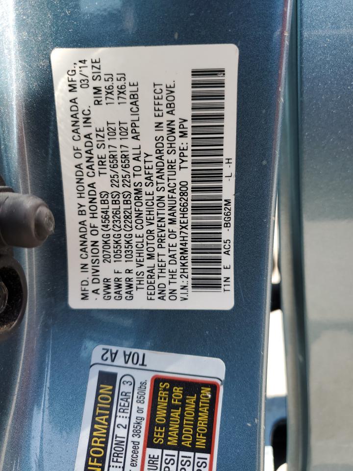 2014 Honda Cr-V Exl VIN: 2HKRM4H7XEH662800 Lot: 71725815