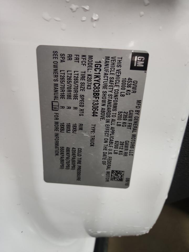 2011 Chevrolet Silverado K2500 Heavy Duty Ltz VIN: 1GC1KYC83BF130644 Lot: 72020725